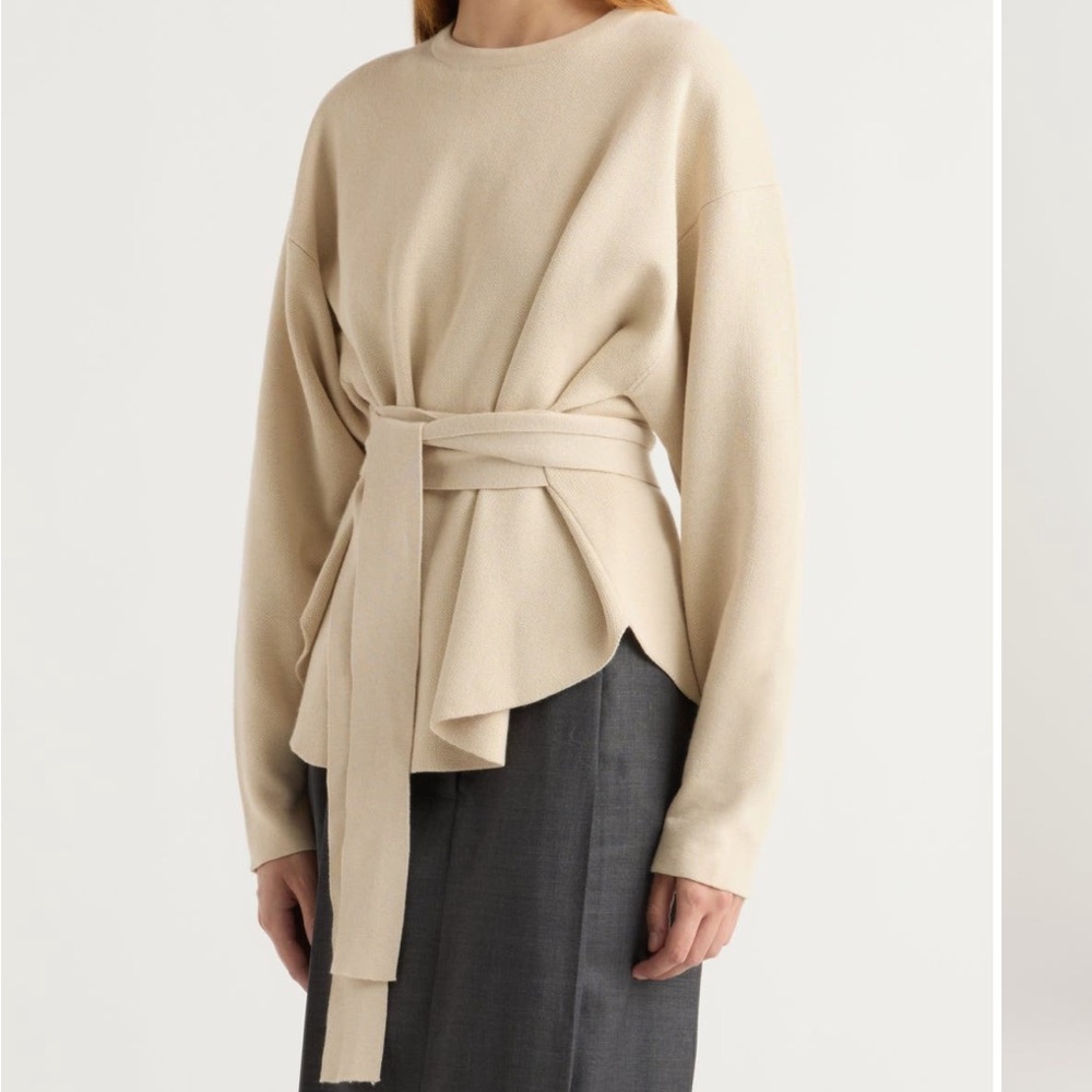 Modern Citizen Nara Tie Front Sweater in Oatmeal - Medium